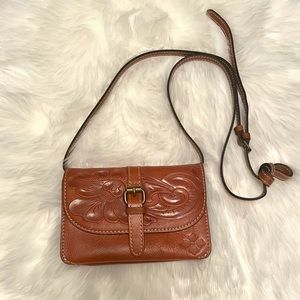 Patricia Nash TORRI Tooled Brown LEATHER Crossbody Bag